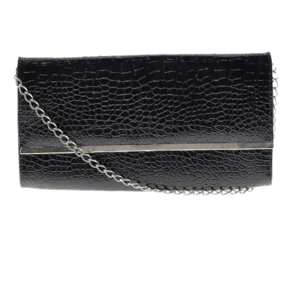 Faux Croc Clutch Bag with Chain Strap - Picture 1 of 2